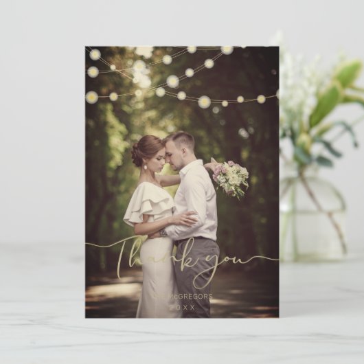 Festive Light Wedding Gold Custom Whimsical Script (Staand voorkant)