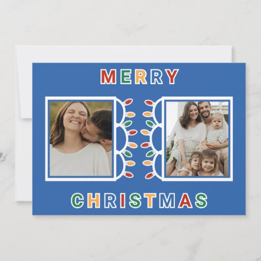 Festive Lights 2-Photo Christmas Feestdagenkaart (Voorkant)