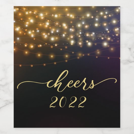 Festive Lights CHEERS New Years Eve Wijn Etiket (Enkel label)