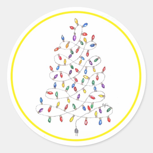Festive Lights Ronde Sticker (Voorkant)