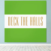 Festive Lime Green White DECT the HALLS Stripes Canvas Afdruk (Insitu (Houten vloer))