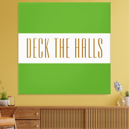 Festive Lime Green White DECT the HALLS Stripes Canvas Afdruk
