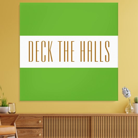 Festive Lime Green White DECT the HALLS Stripes Canvas Afdruk (Insitu (Woonkamer))
