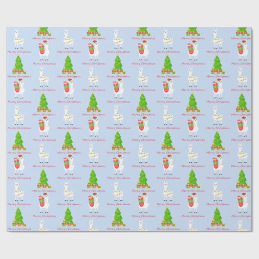 Festive Llama-kerst Cadeaupapier (Vlak)