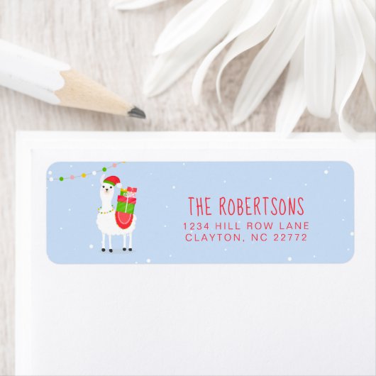 Festive Llama-kerst Etiket (Insitu)