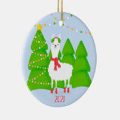 Festive Llama-kerst Keramisch Ornament (Rechts)