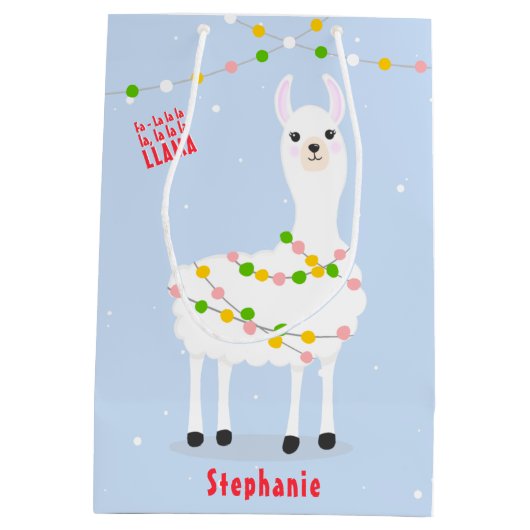 Festive Llama-kerst Medium Cadeauzakje (Achterkant)