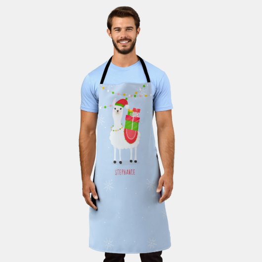 Festive Llama-kerst Schort (Gedragen)