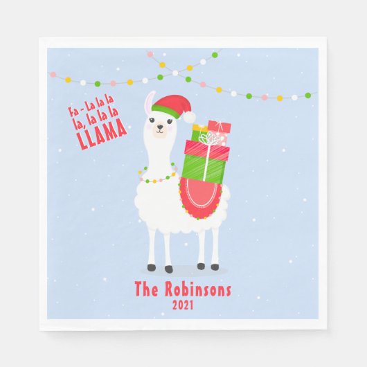 Festive Llama-kerst Servet (Voorkant)