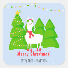 Festive Llama-kerst Vierkante Sticker
