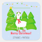 Festive Llama-kerst Vierkante Sticker (Voorkant)