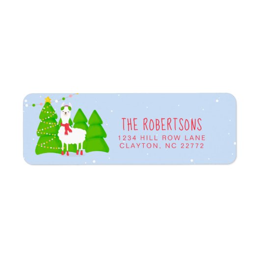 Festive Llama-kerstlabel Etiket (Voorkant)