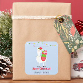 Festive Llama-kerstvierkant ticker Vierkante Sticker