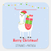 Festive Llama-kerstvierkant ticker Vierkante Sticker (Voorkant)