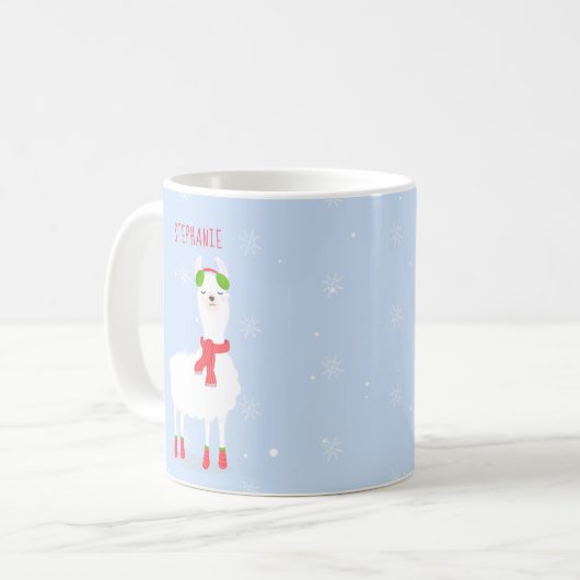 Festive Llama Mok met tweetone koffie voor kerstmi (Voorkant links)