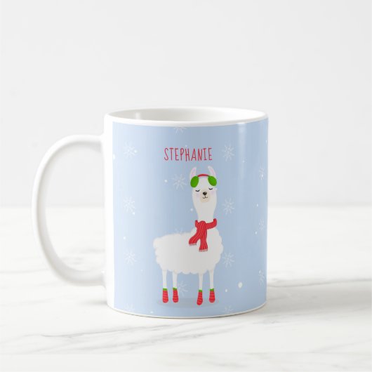 Festive Llama Mok met tweetone koffie voor kerstmi (Links)