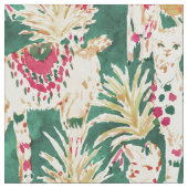 FESTIVE LLAMA Red Green Holiday Print Stof (Close Up)