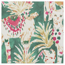 FESTIVE LLAMA Red Green Holiday Print Stof