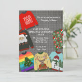 Festive Logo Ugly Sweater Employee Kerstparty Kaart (Staand voorkant)