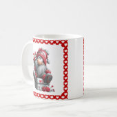 Festive Love Messenger Gnome "Heart and Presents" Koffiemok (Voorkant links)