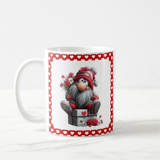 Festive Love Messenger Gnome "Heart and Presents" Koffiemok (Links)