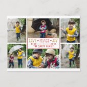 Festive Love, Peace, Joy | Zes fotocollage Briefkaart (Voorkant)