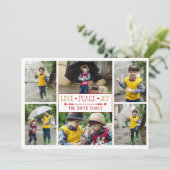 Festive Love, Peace, Joy | Zes fotocollage Feestdagenkaart (Staand voorkant)