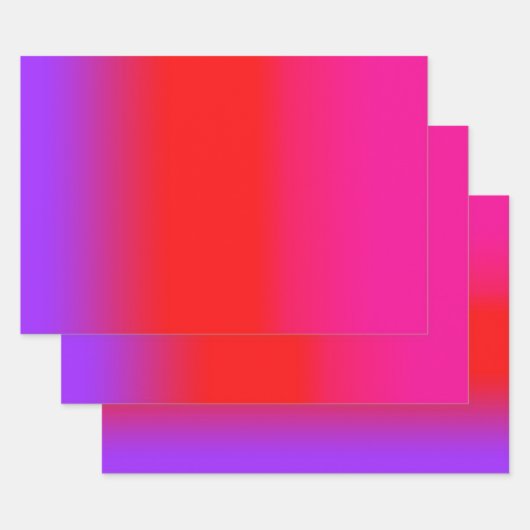 Festive Magenta Red Paars Ombre Gradiëntpatroon Inpakpapier Vel (Set)