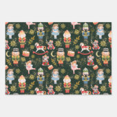 Festive Magical Cute Nutcracker Ballet Characters Inpakpapier Vel (Voorkant 2)