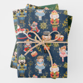 Festive Magical Cute Nutcracker Ballet Characters Inpakpapier Vel (In situ)