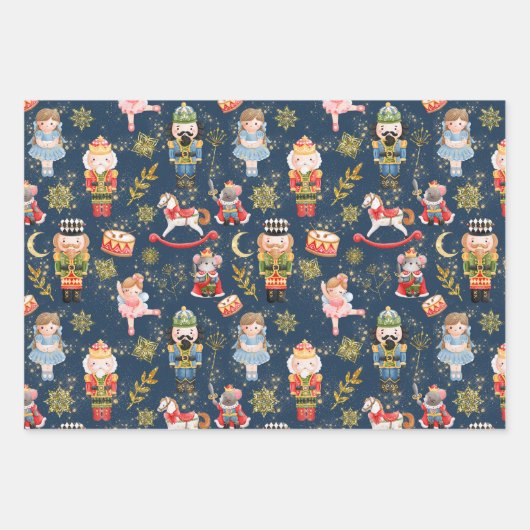 Festive Magical Cute Nutcracker Ballet Characters Inpakpapier Vel (Voorkant)