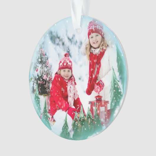 Festive Magical Winter Snow Wereldbol Multiple Pho Ornament (voorkant)