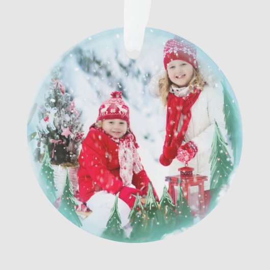 Festive Magical Winter Snow Wereldbol Multiple Pho Ornament (voorkant)