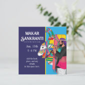 Festive Makar sankranti Decoratieve Koe Kaart (Staand voorkant)