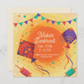 Festive Makar Sankranti paarse kite Kaart (Voorkant / Achterkant)