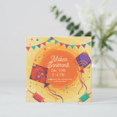 Festive Makar Sankranti paarse kite Kaart (Staand voorkant)