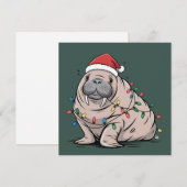 Festive Manatee Christmas Santa Ocean Lover Cozy Feestdagenkaart (Voorkant / Achterkant)