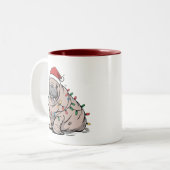 Festive Manatee Christmas Santa Ocean Lover Cozy Tweekleurige Koffiemok (Voorkant links)