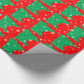 Festive Map of Minnesota Green on Red Snowflakes Cadeaupapier (Hoek)