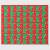 Festive Map of Minnesota Green on Red Snowflakes Cadeaupapier (Vlak)