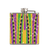 Festive Mardi Gras Colorful Stripe Pearl Diamond Heupfles (Achterkant)