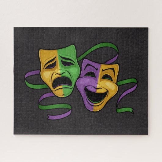 Festive Mardi Gras Happy And Sad Theater Masks Legpuzzel (Horizontaal)