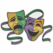 Festive Mardi Gras Happy And Sad Theater Masks Sticker (Voorkant)