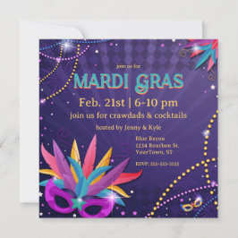 Festive Mardi Gras maskers & kralen Kaart