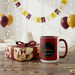 Festive Maroon Combo Mug for Birthday Celebrations Mok