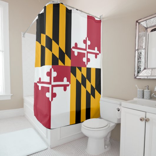 Festive Maryland State Flag Douchegordijn (In situ)