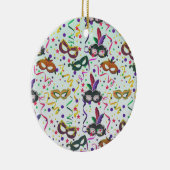 Festive Masquerade-maskers en Confetti-patroon Keramisch Ornament (Rechts)