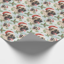 Festive Mastiff Kerstmis Hulst Watercolor Wrap