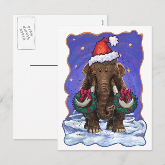 Festive Mastodon Feestdagenkaart (Voorkant / Achterkant)