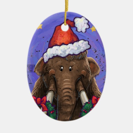Festive Mastodon Keramisch Ornament (Voorkant)